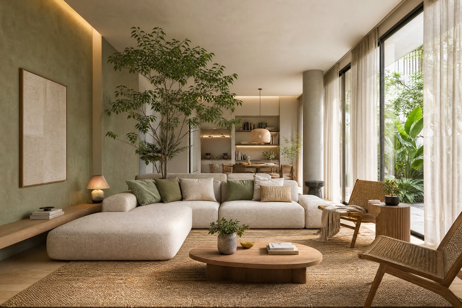Sage Green and Warm Linen