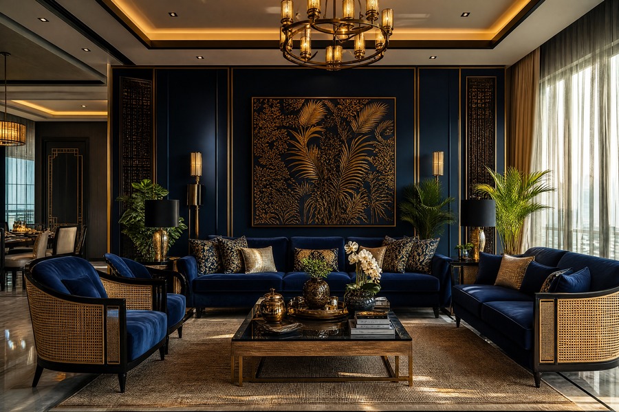Deep Navy and Antique Gold